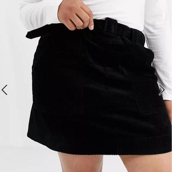 ASOS DESIGN Curve utility pocket cord A line mini skirt with belt - Picture 1 of 3